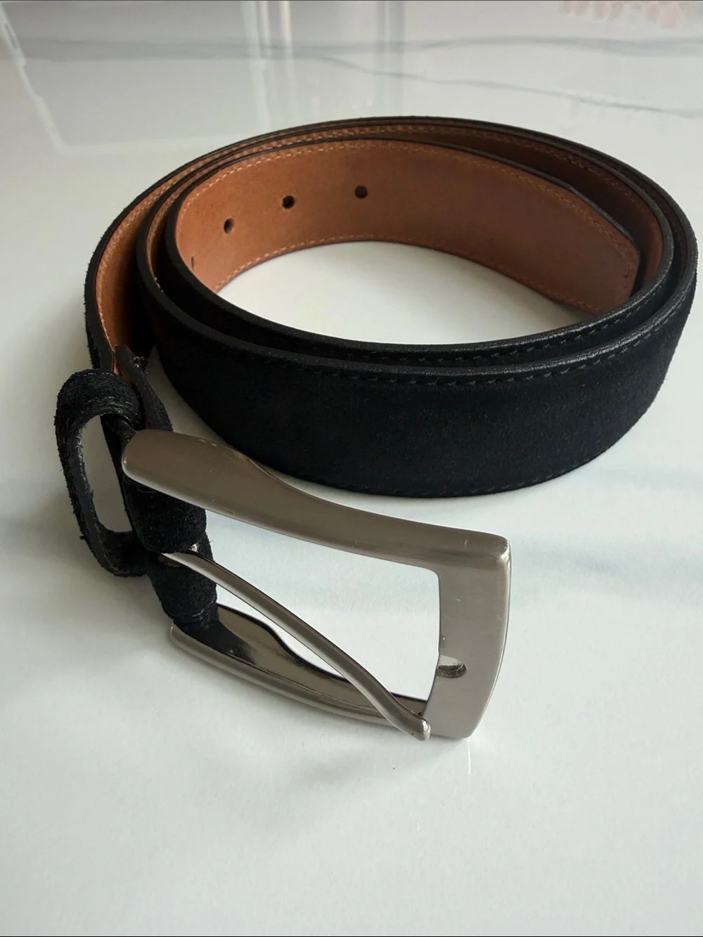 Joseph Abboud Men's Black Suede Leather Belt Made in Italy Size 36/90